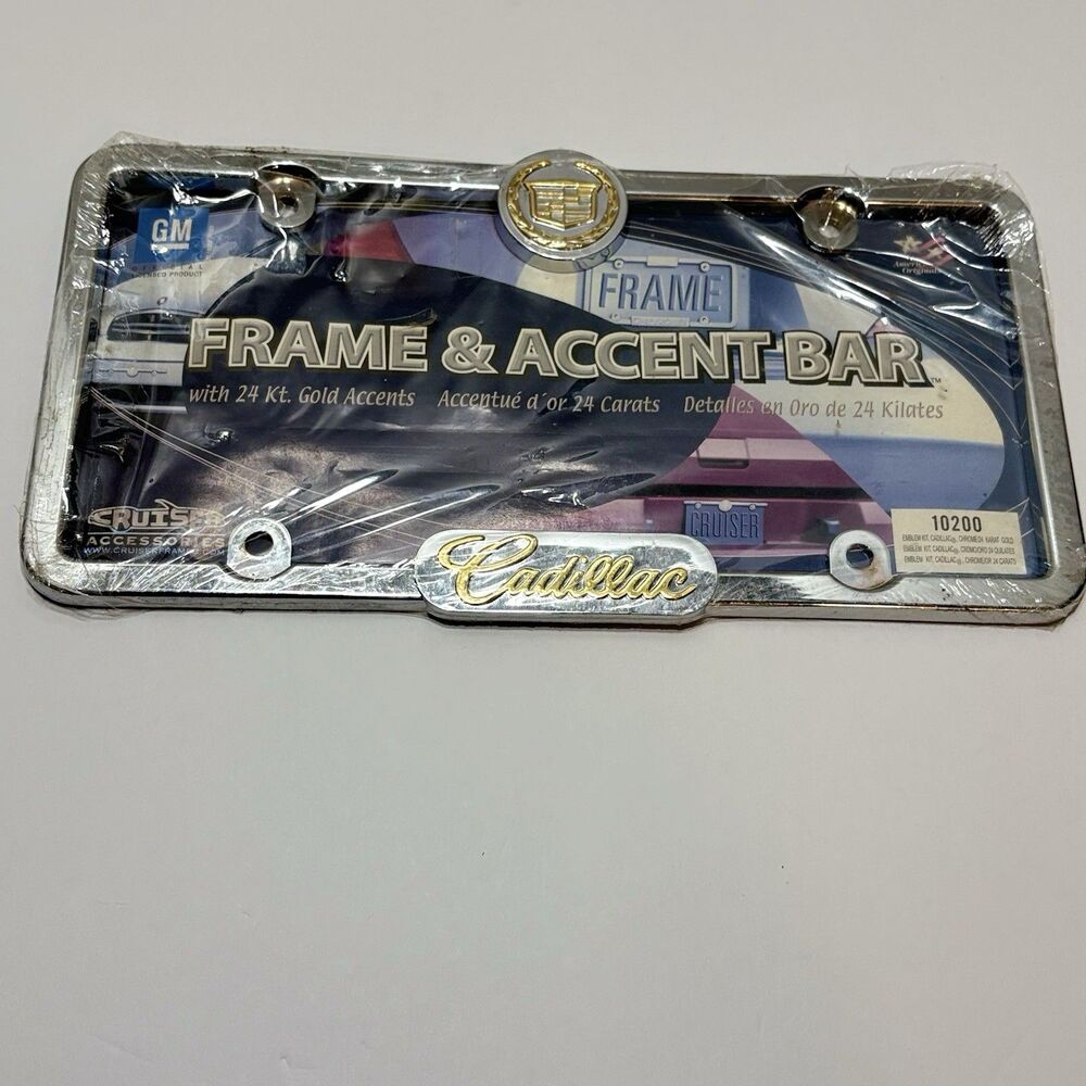 Cruiser 10200 Cadillac Chrome 24kt Gold Accents License Plate GM